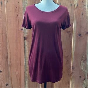 Awake maroon rolled hem short sleeve tee thin tunic
